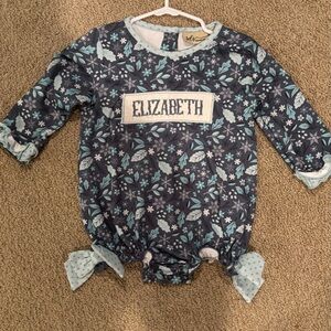 Floral Baby Romper with Smocked “Elizabeth”